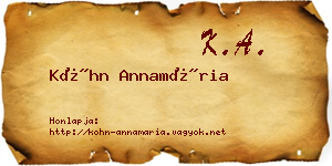 Kóhn Annamária névjegykártya
